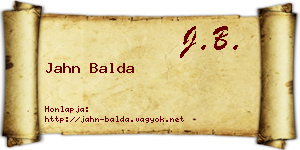 Jahn Balda névjegykártya